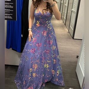 Floral Embroidered Purple Dress